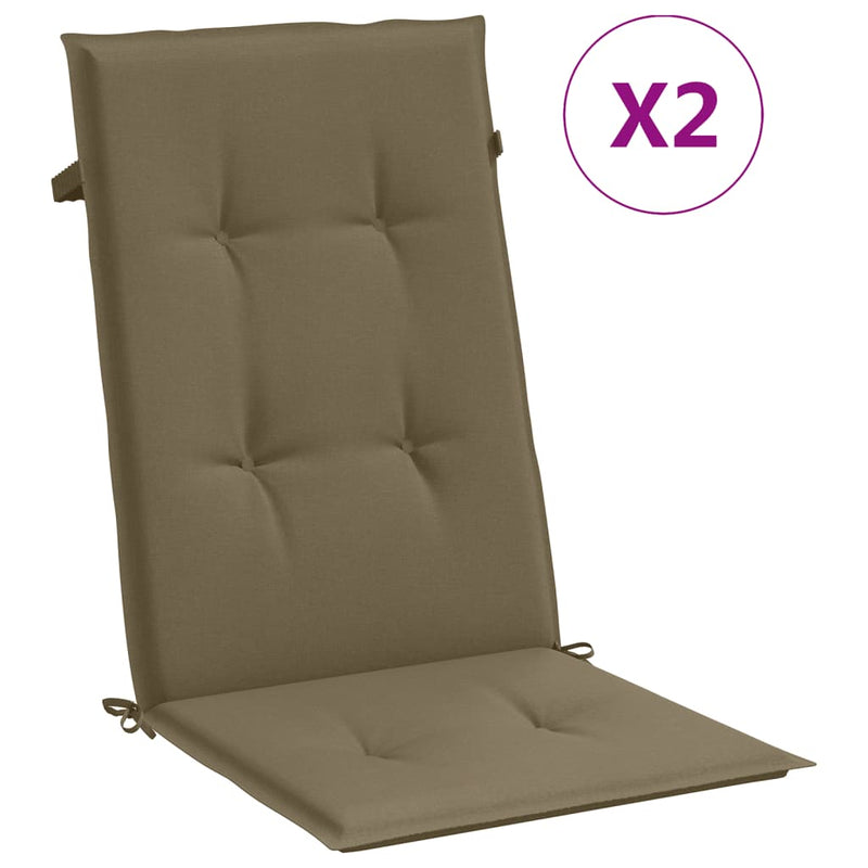 Load image into Gallery viewer, Vidaxl stoelkussens 2 st hoge rug 120x50x4 cm stof gemêleerd taupe
