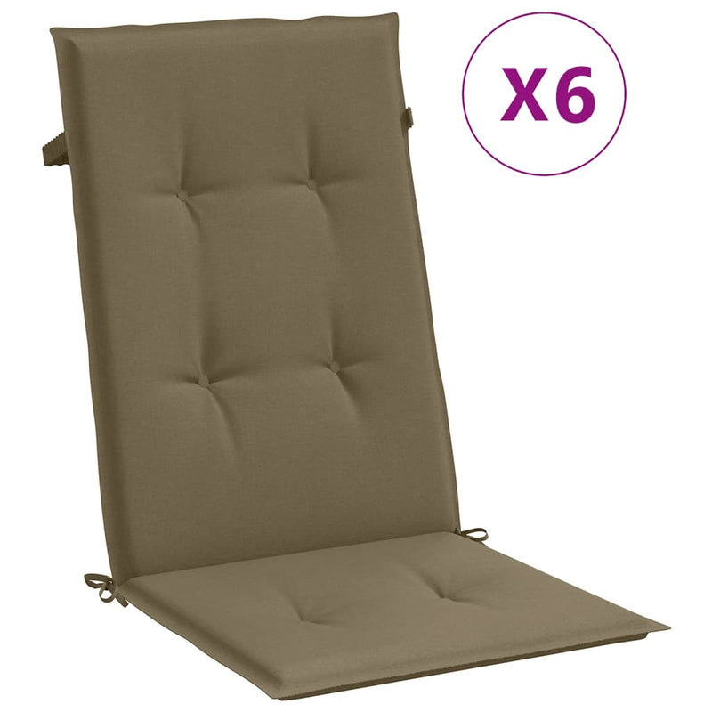 Afbeelding laden in galerijviewer, Vidaxl stoelkussens 6 st hoge rug 120x50x4 cm stof gemêleerd taupe
