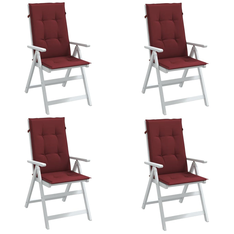 Load image into Gallery viewer, Vidaxl stoelkussens 4 st hoge rug 120x50x4 cm stof gemêleerd wijnrood
