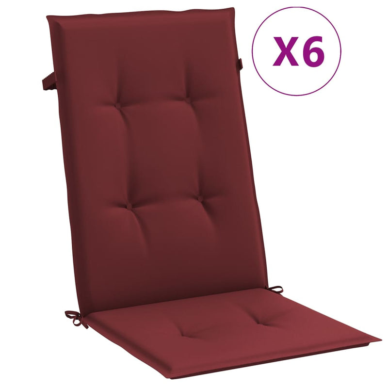 Load image into Gallery viewer, Vidaxl stoelkussens 6 st hoge rug 120x50x4 cm stof gemêleerd wijnrood
