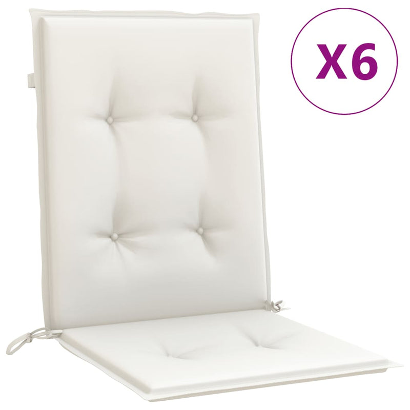 Load image into Gallery viewer, Vidaxl stoelkussens 6 st lage rug 100x50x4 cm stof gemêleerd crème
