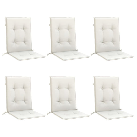 Vidaxl stoelkussens 6 st lage rug 100x50x4 cm stof gemêleerd crème
