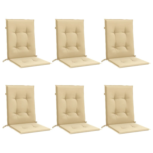 Vidaxl stoelkussens 6 st lage rug 100x50x4 cm stof gemêleerd beige