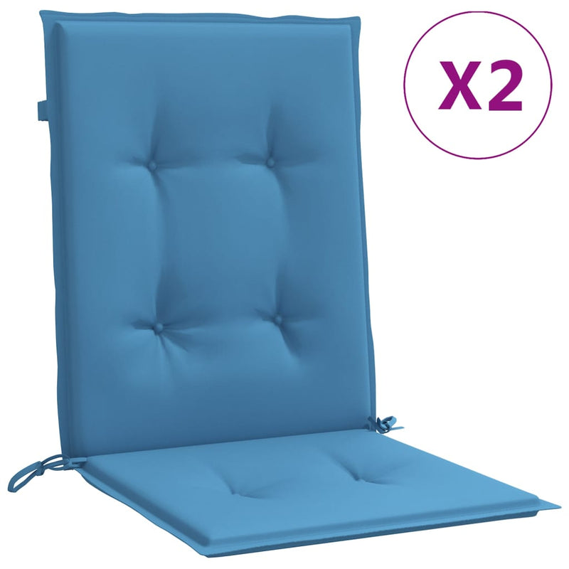 Load image into Gallery viewer, Vidaxl stoelkussens 2 st lage rug 100x50x4 cm stof gemêleerd blauw

