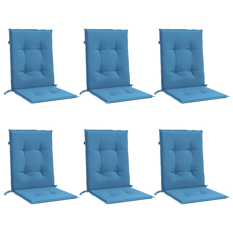Load image into Gallery viewer, Vidaxl stoelkussens 6 st lage rug 100x50x4 cm stof gemêleerd blauw
