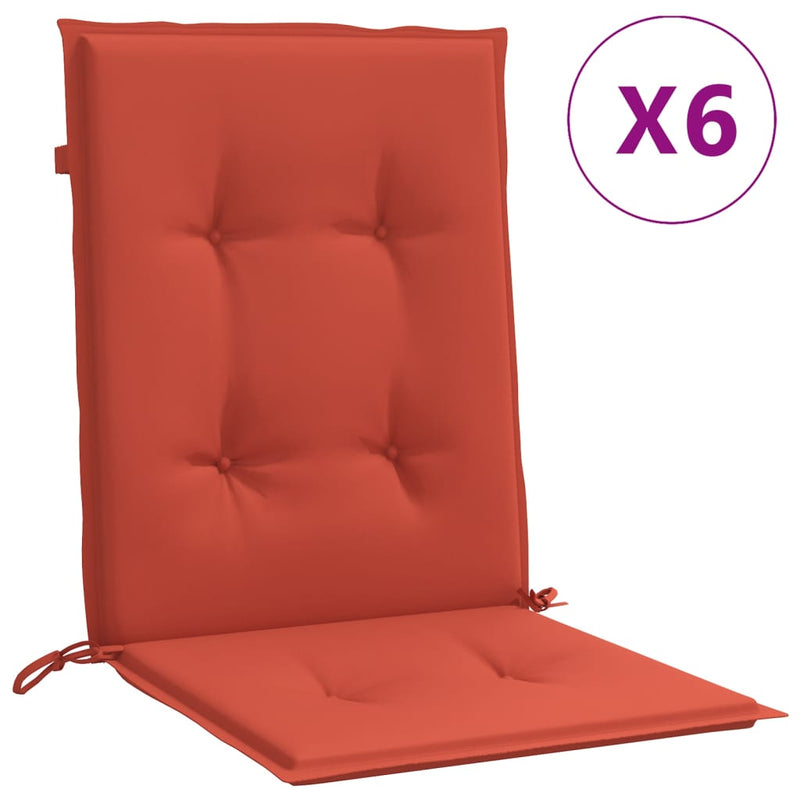 Load image into Gallery viewer, Vidaxl stoelkussens 6 st lage rug 100x50x4 cm stof gemêleerd rood
