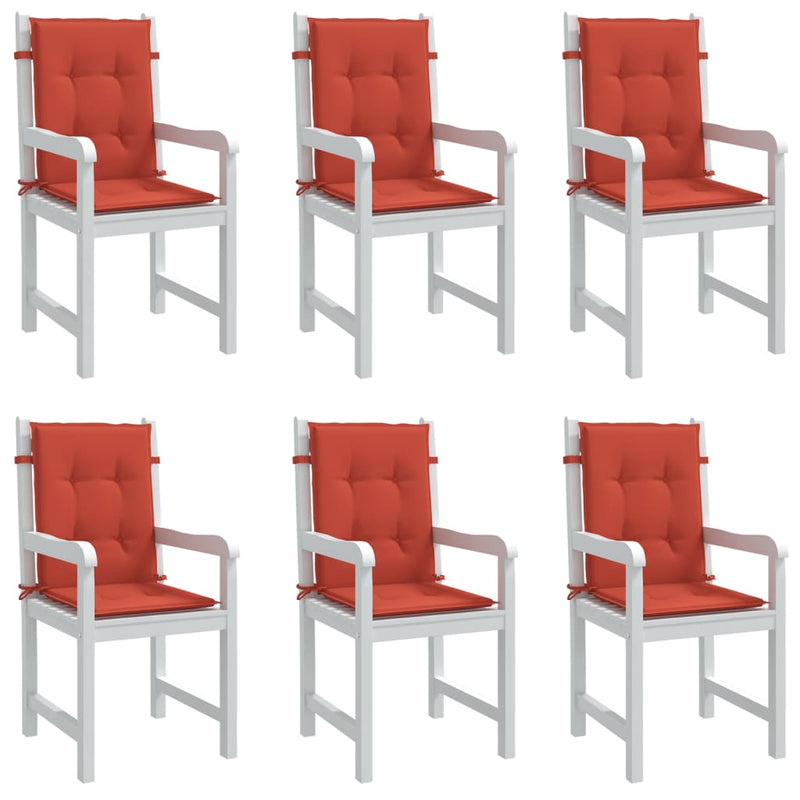 Load image into Gallery viewer, Vidaxl stoelkussens 6 st lage rug 100x50x4 cm stof gemêleerd rood
