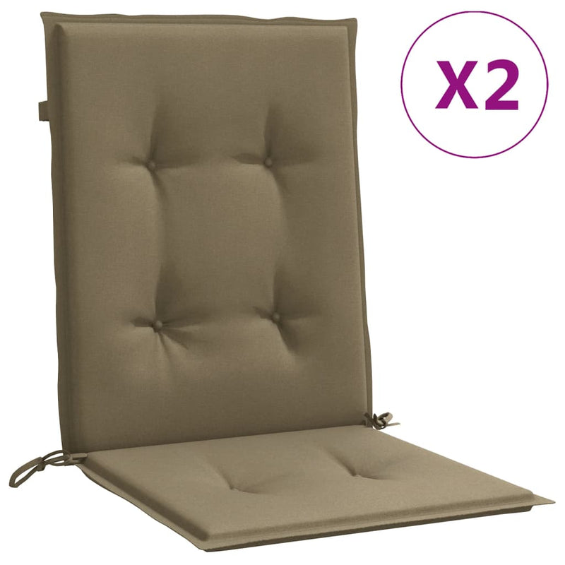 Load image into Gallery viewer, Vidaxl stoelkussens 2 st lage rug 100x50x4 cm stof gemêleerd taupe
