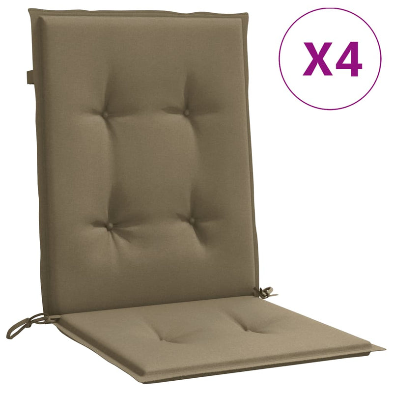 Load image into Gallery viewer, Vidaxl stoelkussens 4 st lage rug 100x50x4 cm stof gemêleerd taupe
