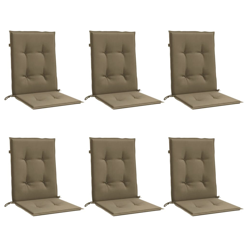 Load image into Gallery viewer, Vidaxl stoelkussens 6 st lage rug 100x50x4 cm stof gemêleerd taupe
