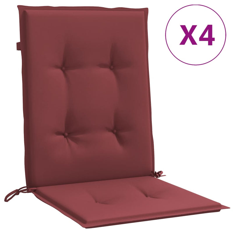 Load image into Gallery viewer, Vidaxl stoelkussens 4 st lage rug 100x50x4 cm stof gemêleerd wijnrood

