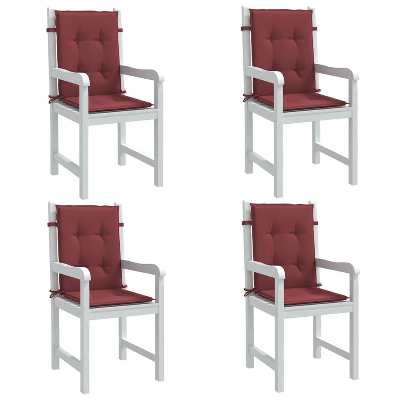 Load image into Gallery viewer, Vidaxl stoelkussens 4 st lage rug 100x50x4 cm stof gemêleerd wijnrood
