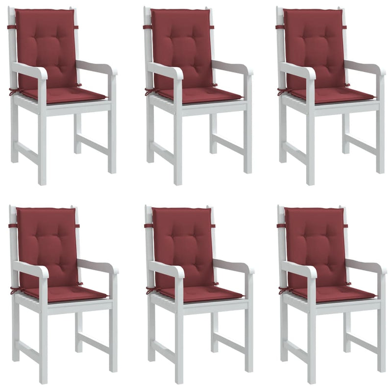 Load image into Gallery viewer, Vidaxl stoelkussens 6 st lage rug 100x50x4 cm stof gemêleerd wijnrood
