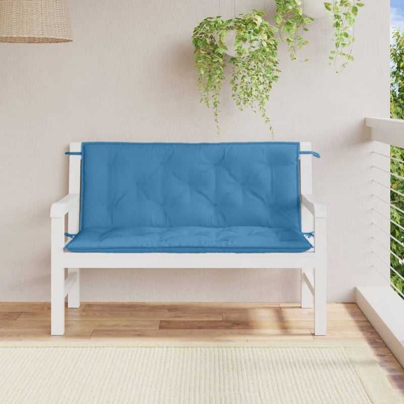 Load image into Gallery viewer, Vidaxl tuinbankkussens 2 st 120x50x7 cm stof gemêleerd blauw

