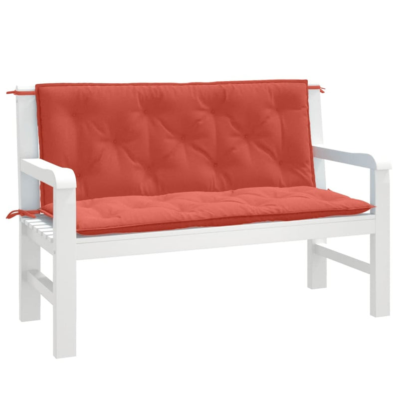 Load image into Gallery viewer, Vidaxl tuinbankkussens 2 st 120x50x7 cm stof gemêleerd rood
