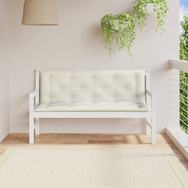 Load image into Gallery viewer, Vidaxl tuinbankkussens 2 st 150x50x7 cm stof gemêleerd crèmekleurig
