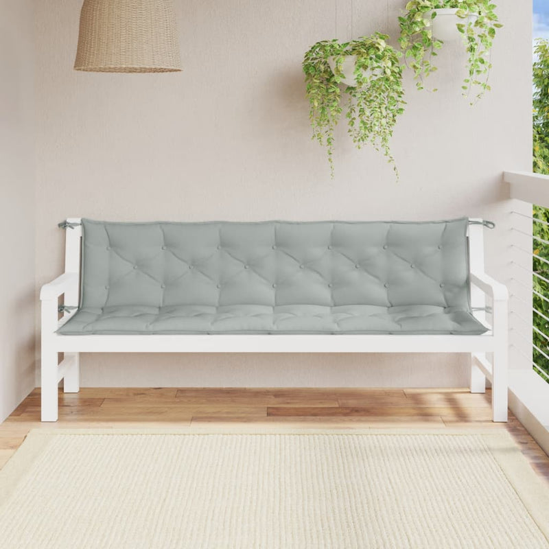 Load image into Gallery viewer, Vidaxl tuinbankkussens 2 st 200x50x7 cm stof gemêleerd lichtgrijs
