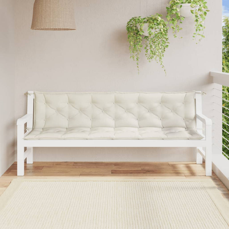 Load image into Gallery viewer, Vidaxl tuinbankkussens 2 st 200x50x7 cm stof gemêleerd crèmekleurig
