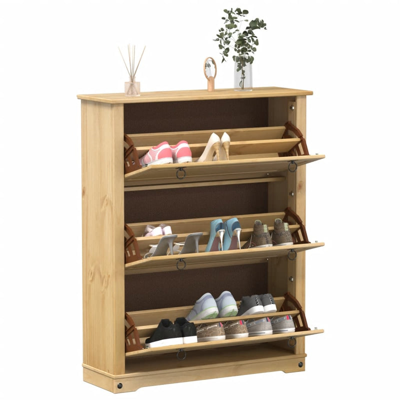 Load image into Gallery viewer, VidaXL Schoenenkast Corona 99x32x124,5 cm massief grenenhout
