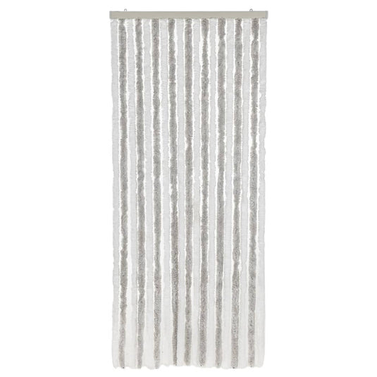 Vidaxl vliegengordijn 56x200 cm chenille lichtgrijs en wit