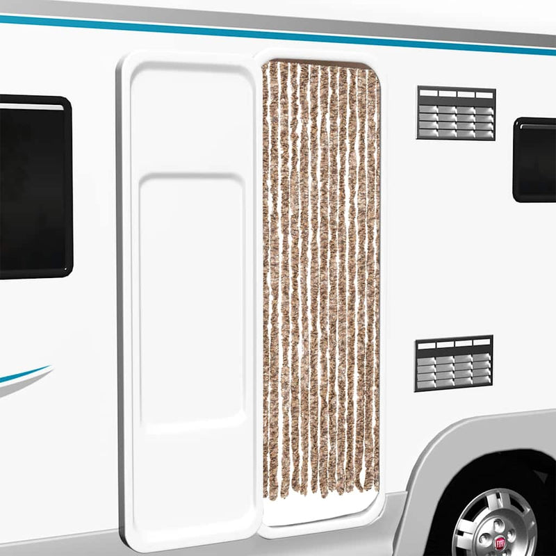 Load image into Gallery viewer, Vidaxl vliegengordijn 56x185 cm chenille beige en donkerbruin
