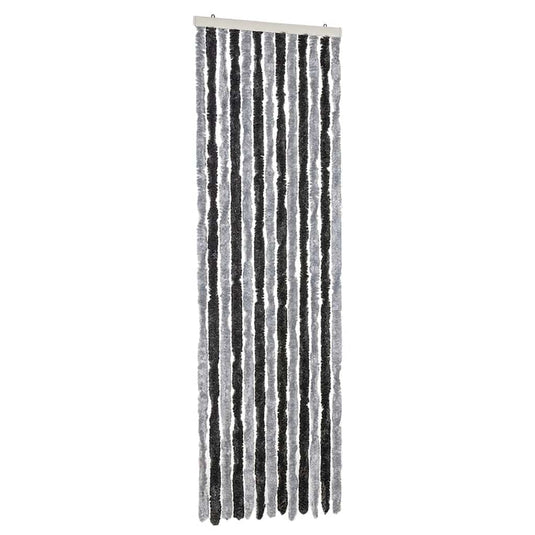 VidaXL Vliegengordijn 56x185 cm chenille grijs en zwart