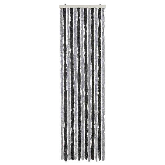 VidaXL Vliegengordijn 56x185 cm chenille grijs en zwart