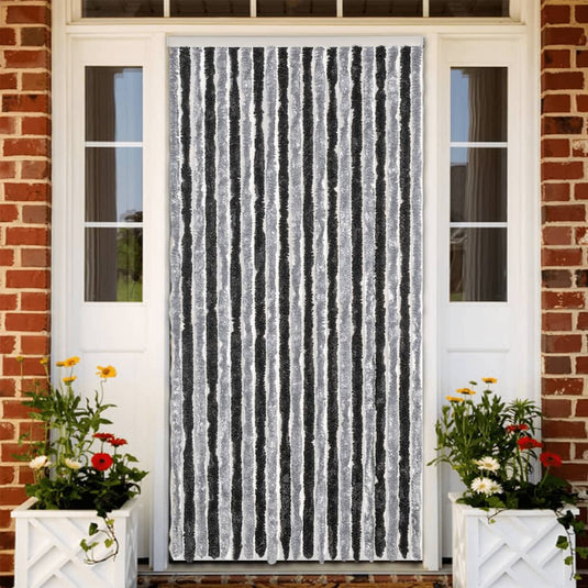 Vidaxl vliegengordijn 90x200 cm chenille grijs en zwart