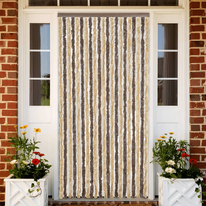 Load image into Gallery viewer, Vidaxl vliegengordijn 90x200 cm chenille donkerbruin en beige
