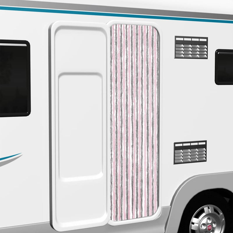 Load image into Gallery viewer, Vidaxl vliegengordijn 56x185 cm chenille zilvergrijs en roze
