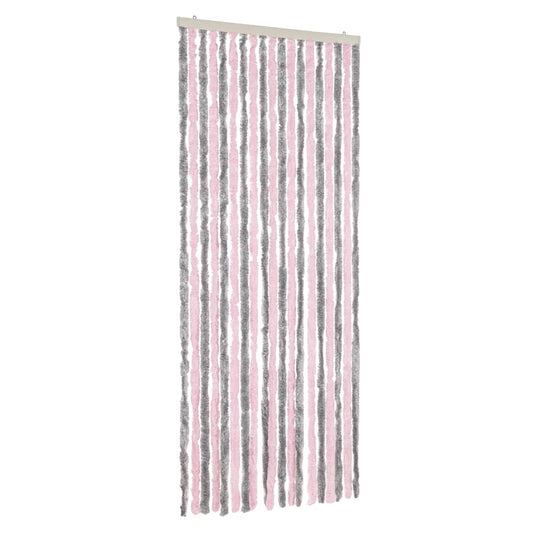 Vidaxl vliegengordijn 56x200 cm chenille zilvergrijs en roze