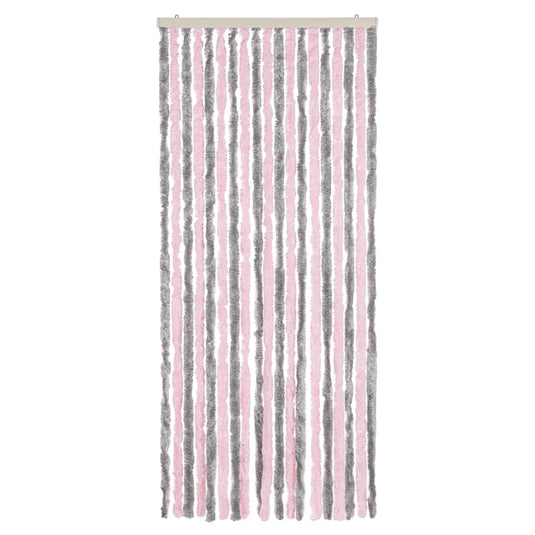 Vidaxl vliegengordijn 56x200 cm chenille zilvergrijs en roze