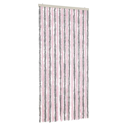 Vidaxl vliegengordijn 90x220 cm chenille zilvergrijs en roze