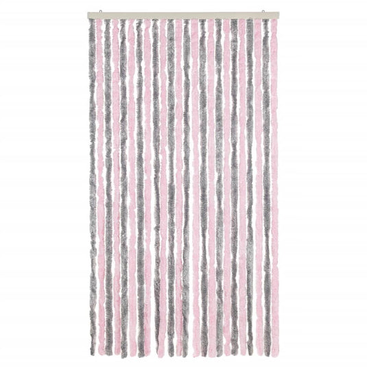 Vidaxl vliegengordijn 100x220 cm chenille zilvergrijs en roze