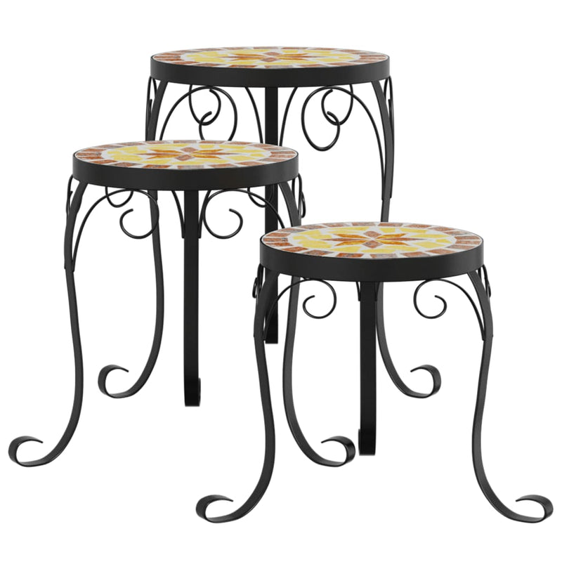 Load image into Gallery viewer, Vidaxl plantenstandaards 3 st keramiek terracottakleurig en wit
