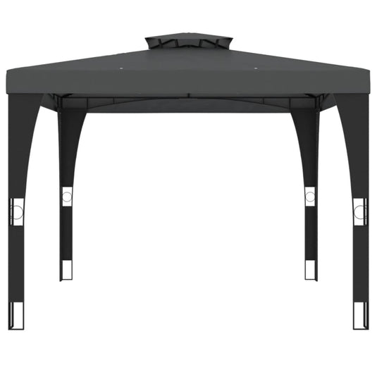 Vidaxl prieel met dubbel dak 2,98x2,98 m staal antracietkleurig