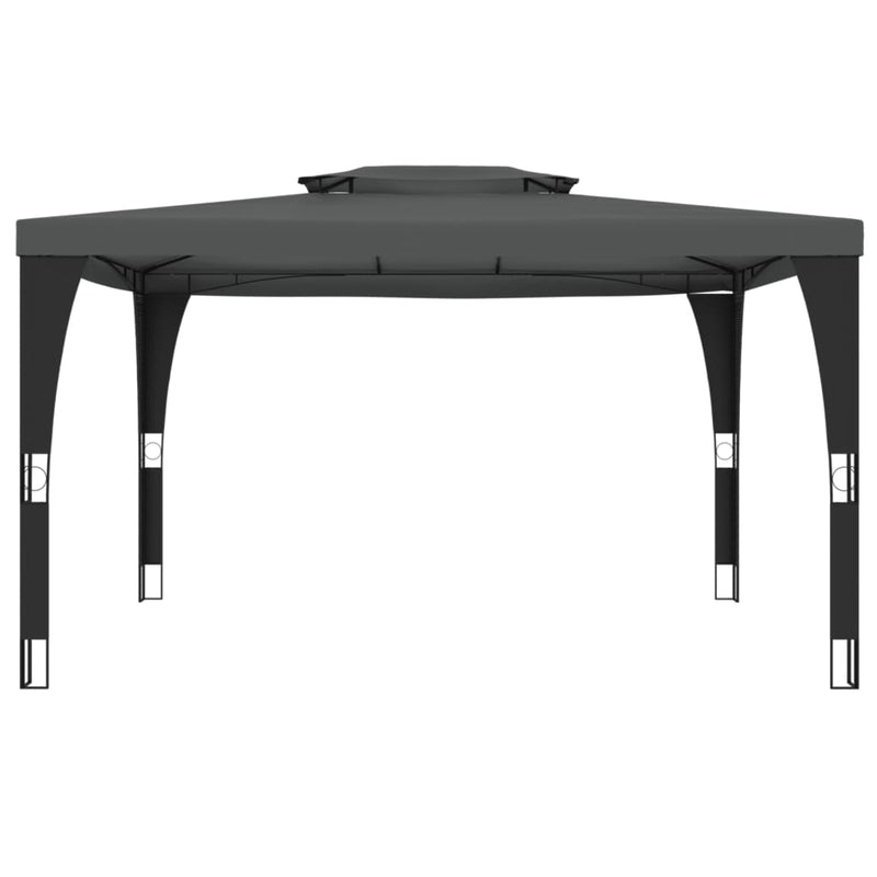 Load image into Gallery viewer, VidaXL Prieel met dubbel dak 3,98x2,98 m staal antracietkleurig
