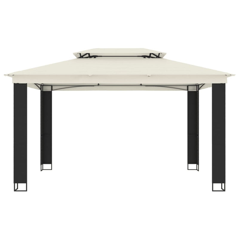 Load image into Gallery viewer, VidaXL Prieel met dubbel dak 3,94x2,96 m staal crèmekleurig
