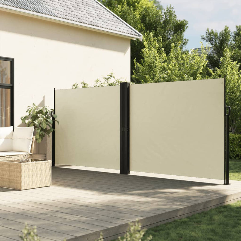 Load image into Gallery viewer, Vidaxl windscherm uittrekbaar 160x600 cm crèmekleurig
