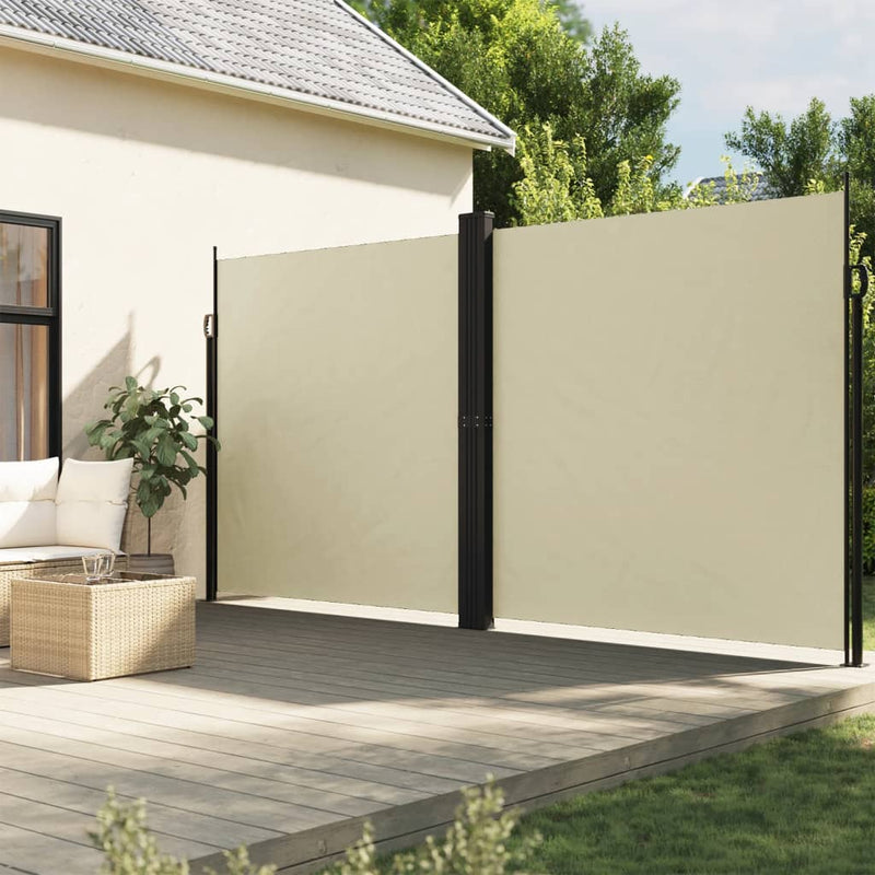 Load image into Gallery viewer, Vidaxl windscherm uittrekbaar 200x600 cm crèmekleurig

