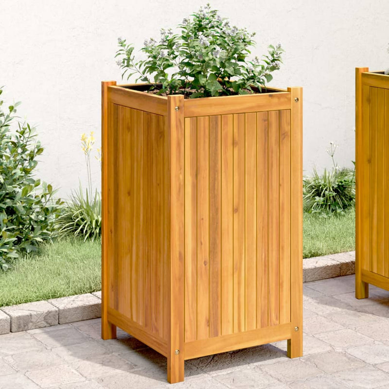Load image into Gallery viewer, Vidaxl plantenbak met voering 42x42x75 cm massief acaciahout
