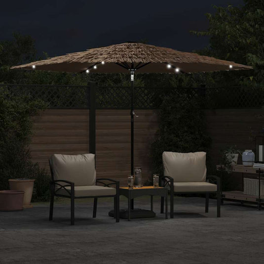 Vidaxl parasol met led's en stalen paal 288x288x225 cm bruin