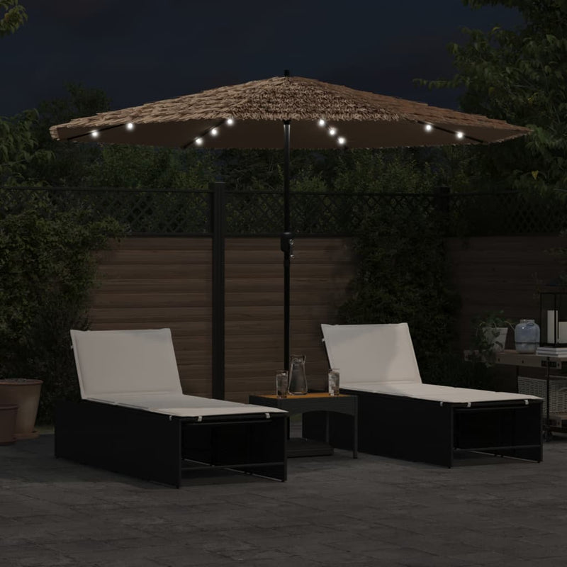 Load image into Gallery viewer, Vidaxl parasol met led's en stalen paal 324x324x247 cm bruin
