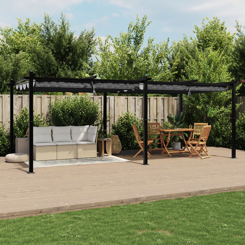 Load image into Gallery viewer, VidaXL Prieel met uittrekbaar dak 3x6 m aluminium antracietkleurig
