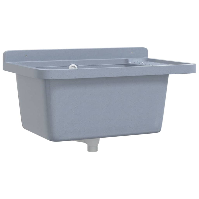Load image into Gallery viewer, Vidaxl wasbak wandgemonteerd 60x40x28 cm hars grijs
