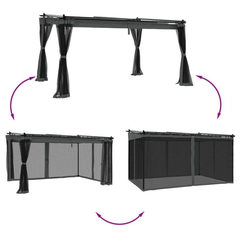 Load image into Gallery viewer, Vidaxl prieel met zijwanden van gaas 4x3 m staal antracietkleurig
