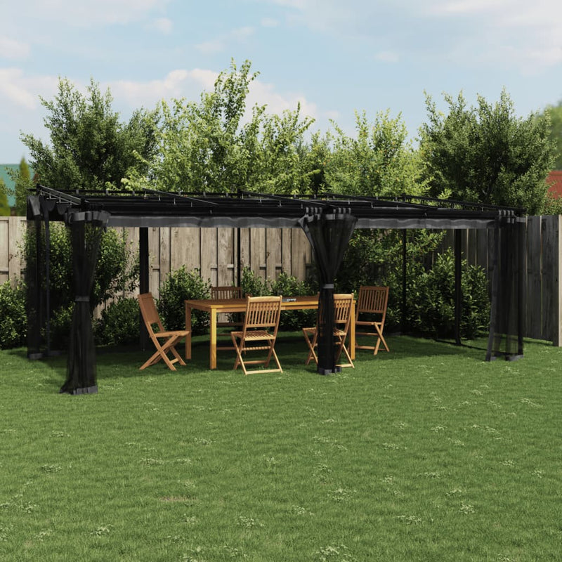 Load image into Gallery viewer, VidaXL Prieel met zijwanden van gaas 6x3 m staal antracietkleurig
