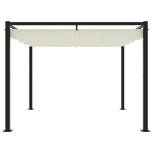 Vidaxl prieel met uittrekbaar dak 3x3 m staal crèmekleurig