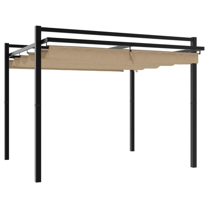 Load image into Gallery viewer, VidaXL Prieel met uittrekbaar dak 3x3 m aluminium taupe
