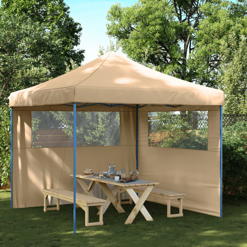 Load image into Gallery viewer, Vidaxl partytent inklapbaar pop-up met 2 zijwanden beige
